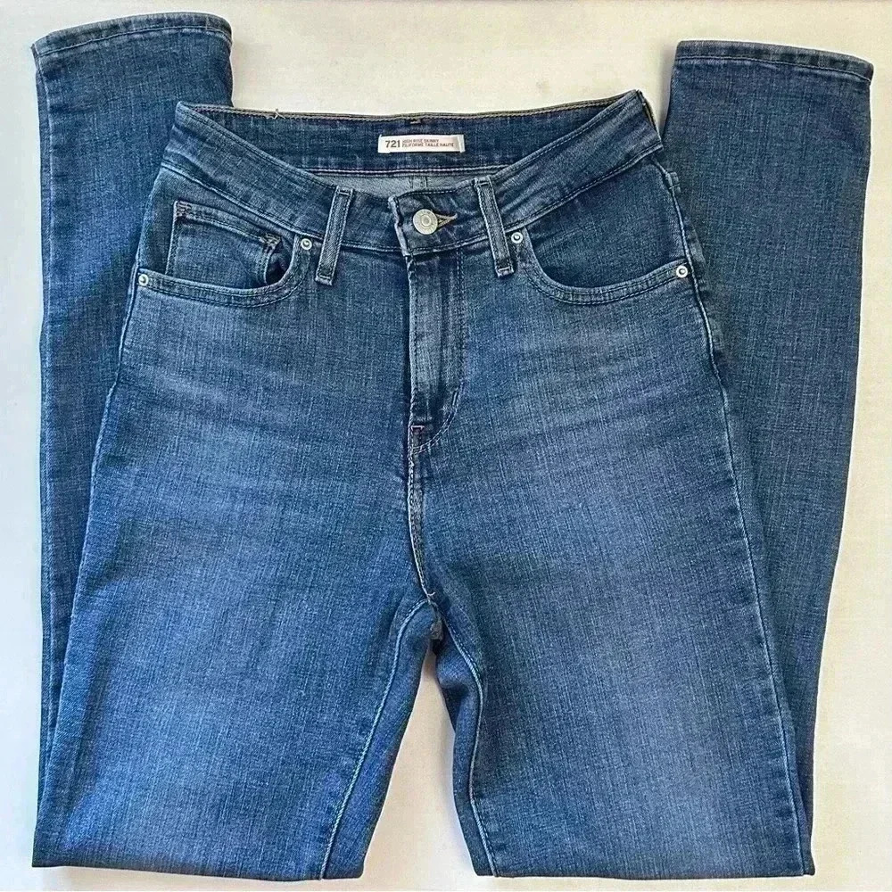 Levi’s 721 Skinny Jeans Medium Wash Blue Denim Size 26 - Picture 16 of 16